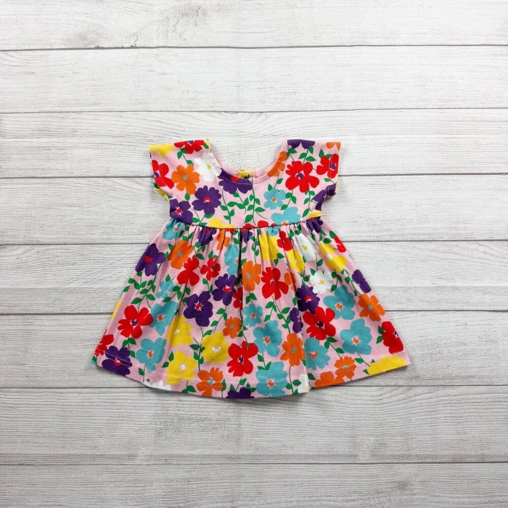 Hanna Andersson Baby Girl Floral Dress Multicolor Short Sleeve Twirl 12-18 Month - Picture 3 of 3